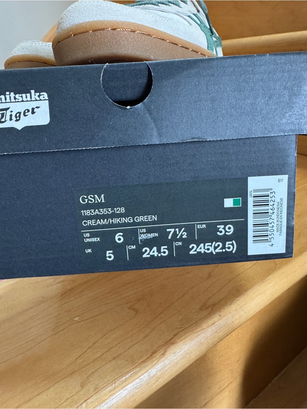 Onitsuka Tiger GSM Cream & Green Leather Sneakers - Picture 3 of 5